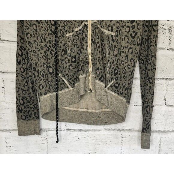 Sundry Ivory Leopard-print Long-Sleeved Women's Size 0 XS Hooded jacket - Picture 4 of 8